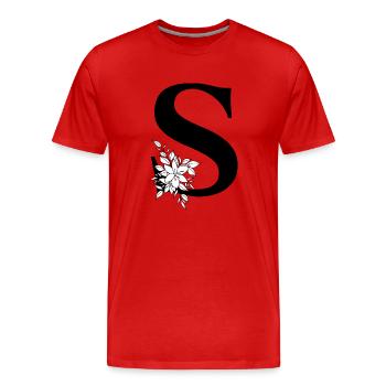 Lettre S - T-shirt bio Premium Homme - rouge - Devant - Damien (186cm)