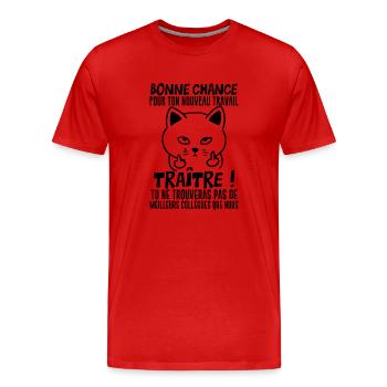 Idée Cadeau Départ Collègue de Travail Humour - T-shirt bio Premium Homme - rouge - Devant - Damien (186cm)
