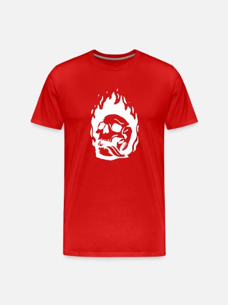 Burning Skull - Men's Premium Organic T-Shirt - red