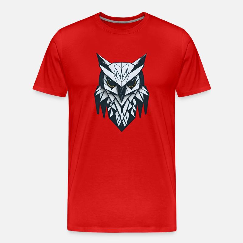 Geometrische Eule - Männer Premium Bio T-Shirt - Rot