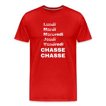 week-end chasse - T-shirt bio Premium Homme - rouge - Devant - Damien (186cm)