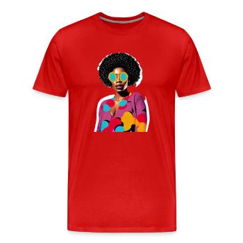 Black Woman - Men's Premium Organic T-Shirt - red - Front - Damien (186cm)