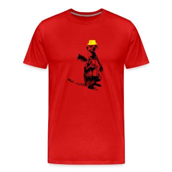 Suricate Guitariste Chapeau Jaune - T-shirt bio Premium Homme - rouge - Devant - Damien (186cm)
