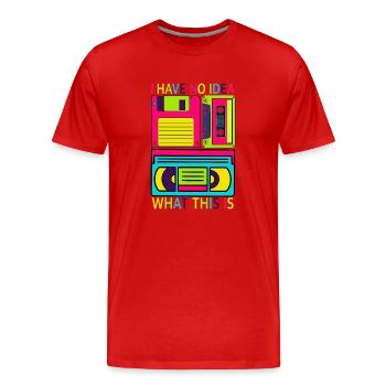 Music, Retro, Heavy Metal, Hard Rock, Punk, Vinyl, Pop - Men's Premium Organic T-Shirt - red - Front - Damien (186cm)