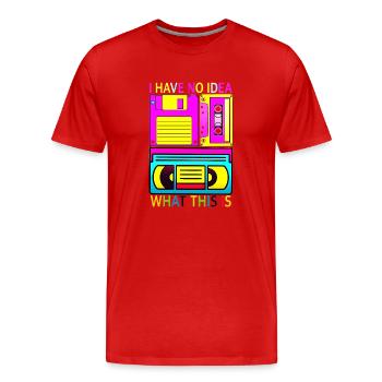 Music, Retro, Heavy Metal, Hard Rock, Punk, Vinyl, Pop - Men's Premium Organic T-Shirt - red - Front - Damien (186cm)