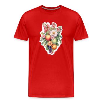 Blumen und Obst - Männer Premium Bio T-Shirt - Rot - Vorne - Damien (186cm)