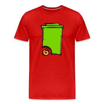 Garbage can illustration. Dustman. Waste management - Men's Premium Organic T-Shirt - red - Front - Damien (186cm)