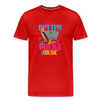 Accordéon Polka musique cadeau - T-shirt bio Premium Homme - rouge - Devant - Damien (186cm)