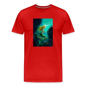 sirène sauvons les océans - pour plongeur - T-shirt bio Premium Homme - rouge - Devant - Damien (186cm)