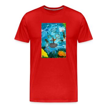 Die Wellenreiter - Männer Premium Bio T-Shirt - Rot - Vorne - Damien (186cm)