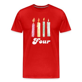 Kerze zum 4. Jahrestag - Männer Premium Bio T-Shirt - Rot - Vorne - Damien (186cm)