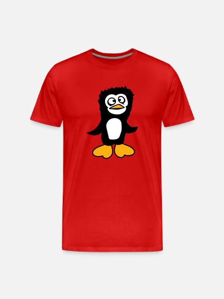 Pinguino sembra confuso stupido divertente smorfia sguardo - Maglietta ecologica premium da uomo - rosso