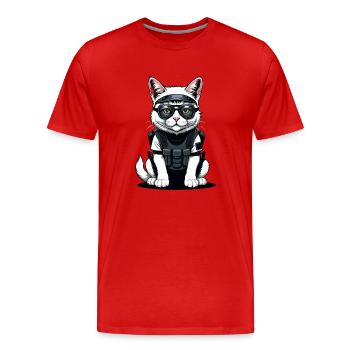 Cat Airsoft Katze spielt Airsoft Militär Geschenk - Männer Premium Bio T-Shirt - Rot - Vorne - Damien (186cm)