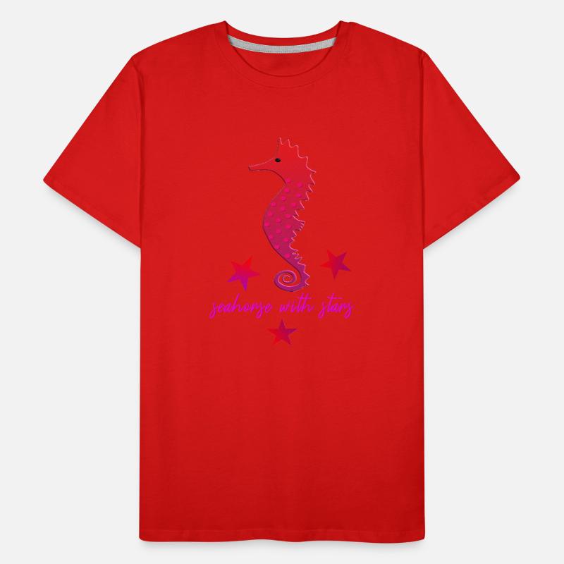 rotes Seepferdchen mit Sternchen pink Männer Premium Bio T-Shirt
