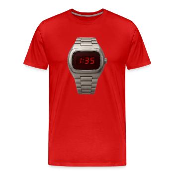 Montre-bracelet élégante avec LED rouges enfant des années 70 - T-shirt bio Premium Homme - rouge - Devant - Damien (186cm)