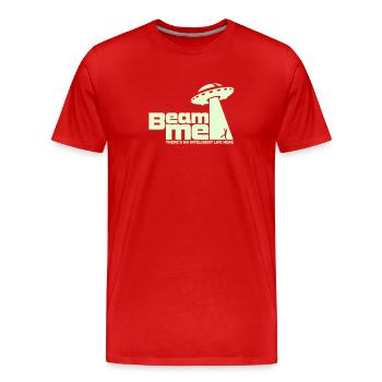 Beam me up! (+Texte) No.2 - T-shirt bio Premium Homme - rouge - Devant - Damien (186cm)