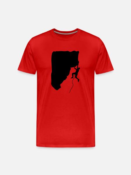 Klettern im Vorstieg - Männer Premium Bio T-Shirt - Rot