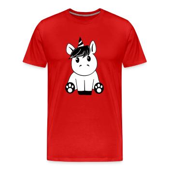 Einhorn schwarz weiß - Männer Premium Bio T-Shirt - Rot - Vorne - Damien (186cm)