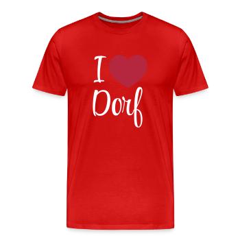 I love Dorf - Männer Premium Bio T-Shirt - Rot - Vorne - Damien (186cm)