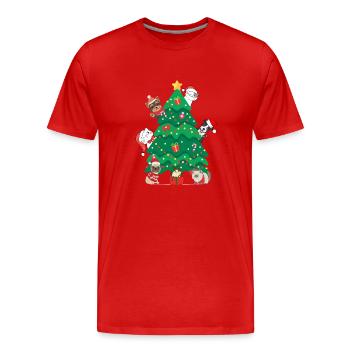 Cats and dogs Christmas - T-shirt bio Premium Homme - rouge - Devant - Damien (186cm)