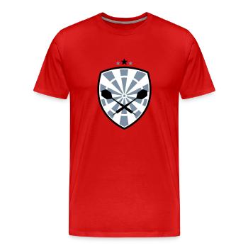 Dart Wappen - dreifarbig - Männer Premium Bio T-Shirt - Rot - Vorne - Damien (186cm)