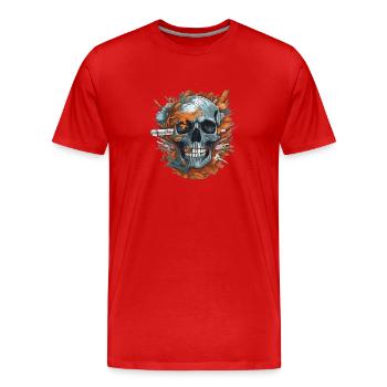 Kreatives Chaos - Männer Premium Bio T-Shirt - Rot - Vorne - Damien (186cm)