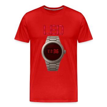 Horloge LED en acier inoxydable avec affichage rouge - T-shirt bio Premium Homme - rouge - Devant - Damien (186cm)