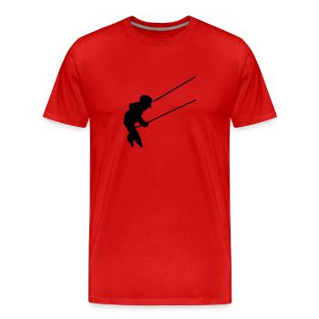 Schaukeln / swinging boy (1c) - Männer Premium Bio T-Shirt - Rot - Vorne - Damien (186cm)