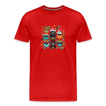 Ugly Christmas Sweater - - Men's Premium Organic T-Shirt - red - Front - Damien (186cm)