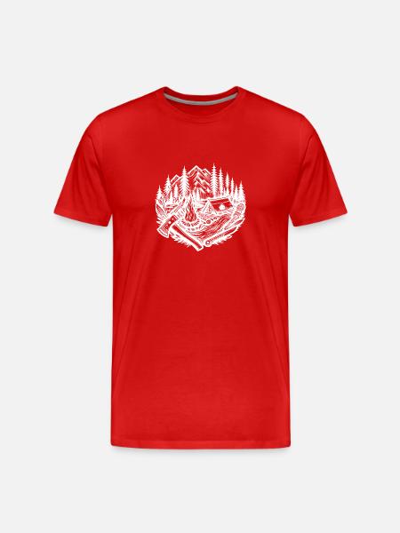 nature campfire axe - Männer Premium Bio T-Shirt - Rot