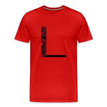 Buchstabe L - Männer Premium Bio T-Shirt - Rot - Vorne - Damien (186cm)
