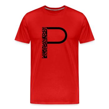 Buchstabe P - Männer Premium Bio T-Shirt - Rot - Vorne - Damien (186cm)