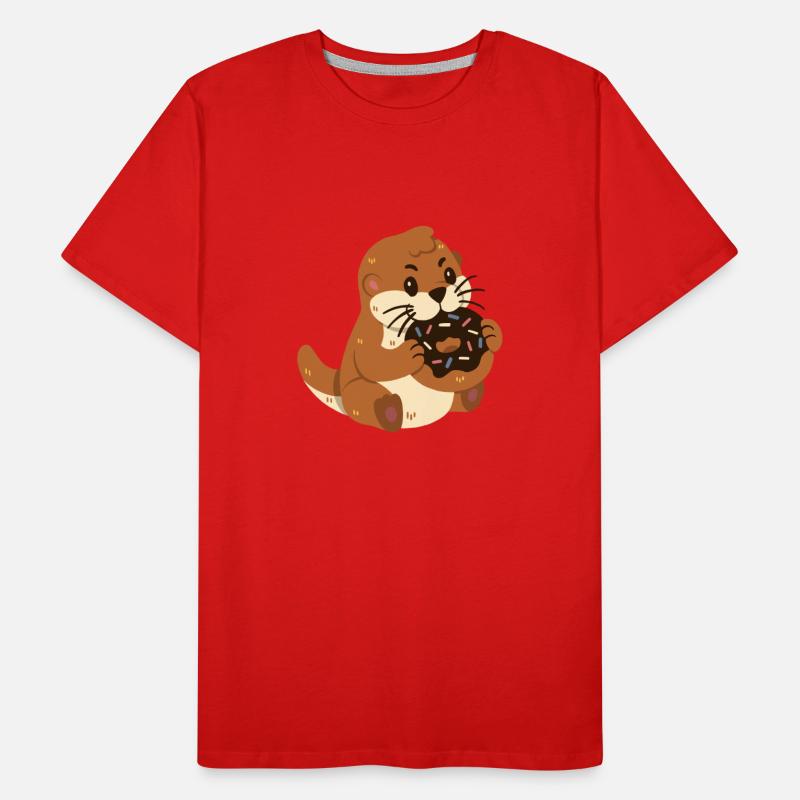 Otter mit Donut Männer Premium Bio T-Shirt