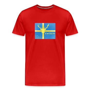 Faune de la Suède Drapeau de la Suède - T-shirt bio Premium Homme - rouge - Devant - Damien (186cm)