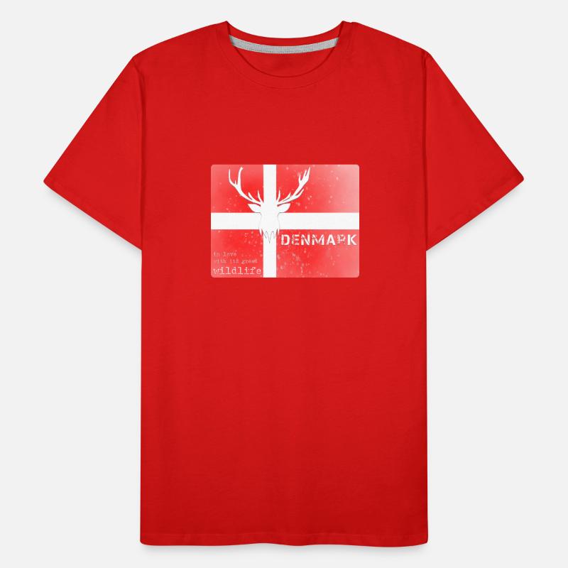Danemark faune Drapeau Cerf T-shirt bio Premium Homme