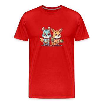 Athlètes animaux - T-shirt bio Premium Homme - rouge - Devant - Damien (186cm)