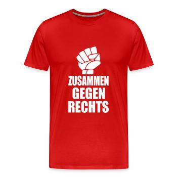 Zusammen gegen rechts - Männer Premium Bio T-Shirt - Rot - Vorne - Damien (186cm)