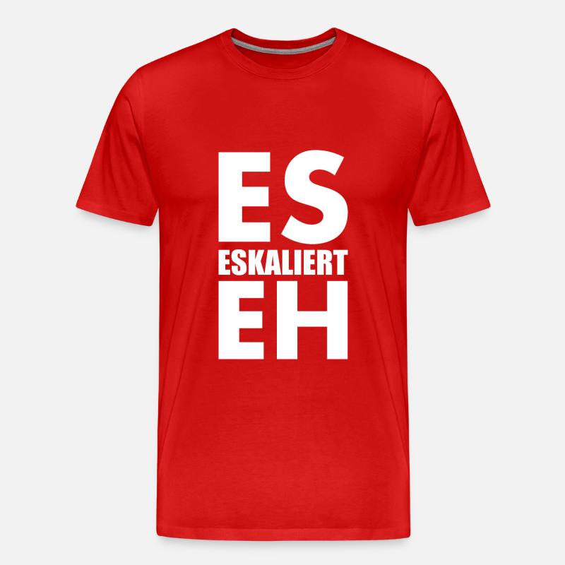 Es eskaliert eh - Männer Premium Bio T-Shirt - Rot