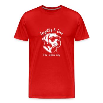 Labrador Retriever Loyauté Ami de la famille - T-shirt bio Premium Homme - rouge - Devant - Damien (186cm)