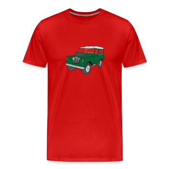 Landy Land Rover Defender Series Jeep - T-shirt bio Premium Homme - rouge - Devant - Damien (186cm)