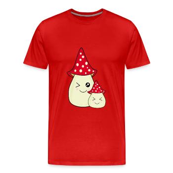 Kawaii Champignon Kawaii Stickers Vêtements Kawaii - T-shirt bio Premium Homme - rouge - Devant - Damien (186cm)