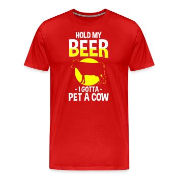 Cow, Dairy Farmer, Animal, Animal Love - Men's Premium Organic T-Shirt - red - Front - Damien (186cm)