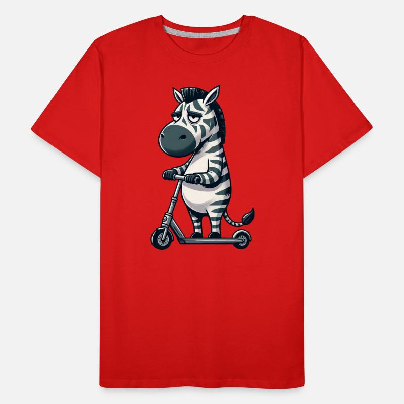 Grumpy Zebra Scooter Comic Scooter Fun Men's Premium Organic T-Shirt
