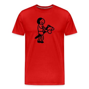 cheval de bataille de l'enfance - Line - T-shirt bio Premium Homme - rouge - Devant - Damien (186cm)
