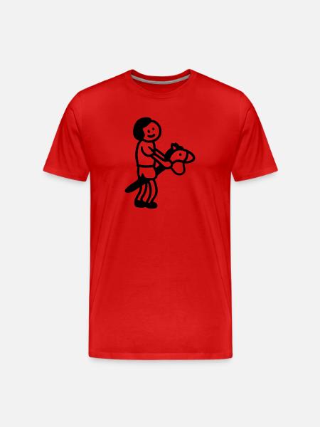 Child hobbyhorse - Line - Men's Premium Organic T-Shirt - red