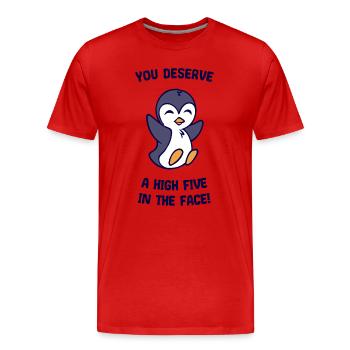 Humorvoll Statement Süß Pinguin Vogel Tier Arktis - Männer Premium Bio T-Shirt - Rot - Vorne - Damien (186cm)