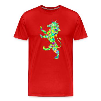 Polygone du Lion coloré - T-shirt bio Premium Homme - rouge - Devant - Damien (186cm)