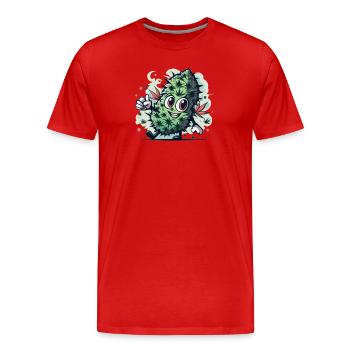 Happy Leaf - Männer Premium Bio T-Shirt - Rot - Vorne - Damien (186cm)