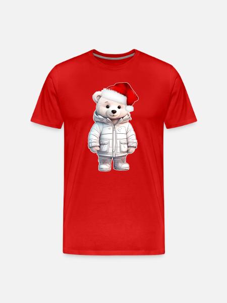 Bear Christmas - Men's Premium Organic T-Shirt - red