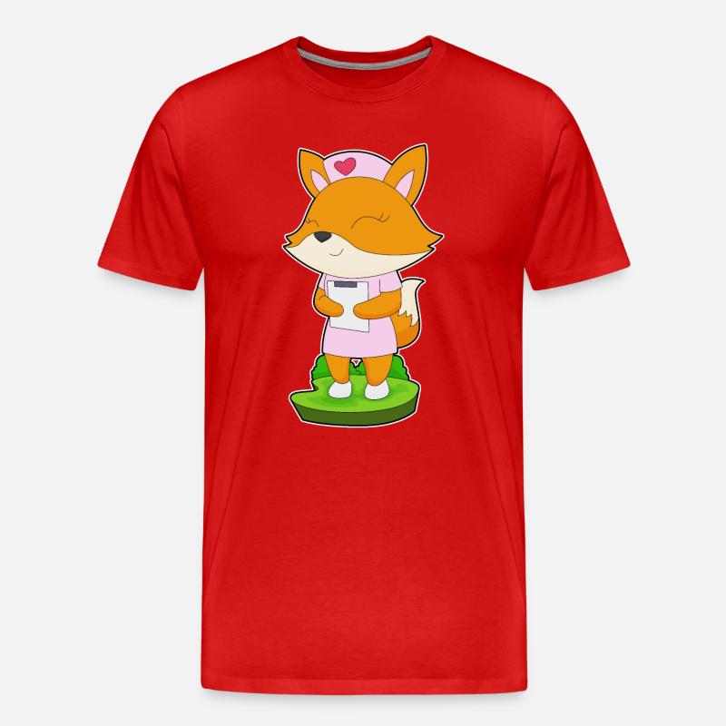 Bloc-notes de l’infirmière Fox - T-shirt bio Premium Homme - rouge
